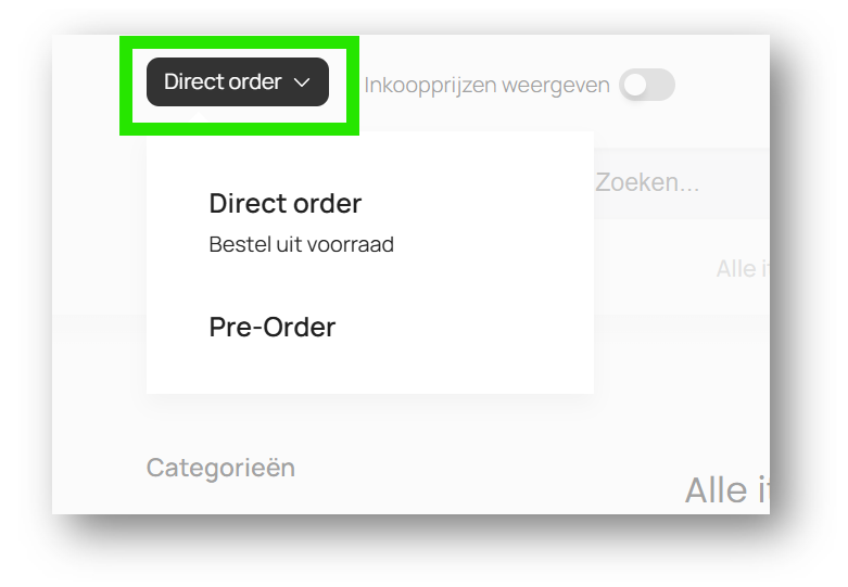Functie pre order - Bestel vooraf op reservering
