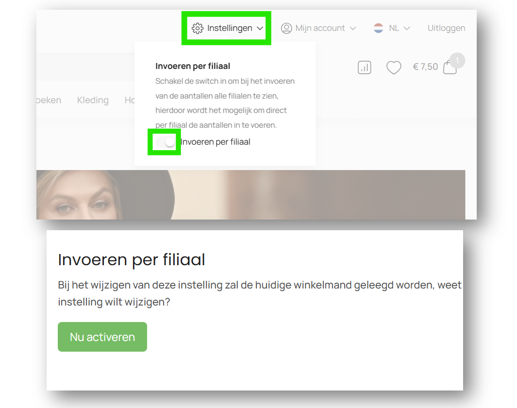 Functie filialen - Bestel voor meerdere winkels